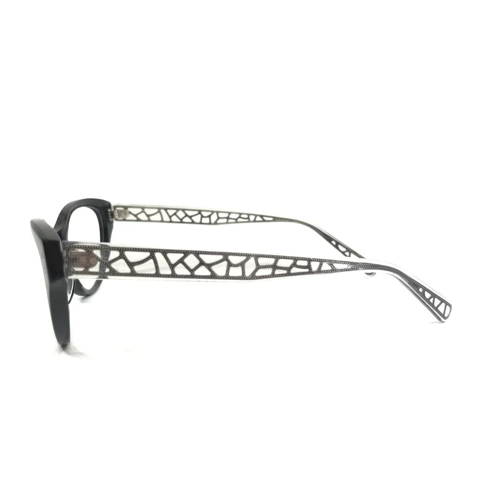 Sama Eyeglasses Frames JOSETTE ONYX Black Clear Gray Cat Eye Full Rim 53-18-135